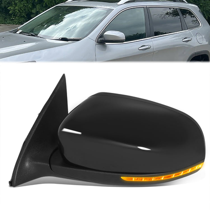 RETROVISOR MIRROR - OE STYLE - JEEP CHEROKEE 14-18 - WITH POWER WITH HEATED GLASS WITH TURN SIGNAL - DRIVER SIDE - PAINT TO MATCH - BLACK