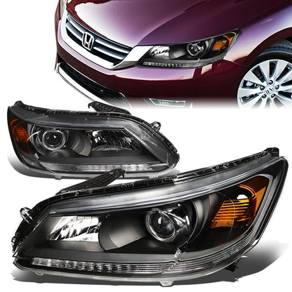 FAROS 13-15 HONDA ACCORD 4-DOOR - PROJECTOR - H11 LOW BEAM / 9005 HIGH BEAM - BLACK HOUSING / AMBER CORNER