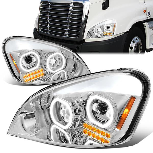 FAROS 08-17 FREIGHTLINER CASCADIA - CHROME HOUSING - LED - PROJECTOR HIGH / LOW