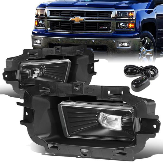 FAROS DE NIEBLA 14-15 CHEVY SILVERADO 1500 - HIGH POWERED LED - WITH SWITCH - CHROME / CLEAR