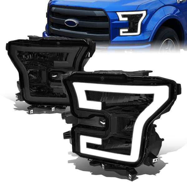 FAROS 15-17 FORD F-150 - ONLY FITS MODELS WITH COMPOSITE HEADLIGHTS - LED DRL - SMOKE HOUSING / CLEAR CORNER - H11 LOW BEAM / 9005 HIGH BEAM