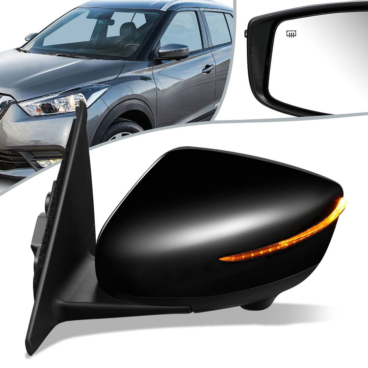 RETROVISOR MIRROR - OEM - 18-20 NISSAN KICKS - POWERED - HEATED - W/ SIGNAL LIGHT - W/ CAMERA - W/ BSD - FOLDING - BLACK MATERIAL - LEFT