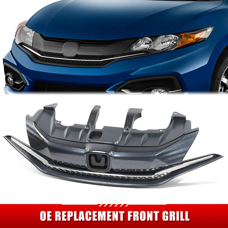 PARRILLA GRILLE - HD CVIC '12/'13-'15 (CP/SDN)/ GRILLE ASS'Y 14-15/ MAT-GRAY W/CHROME MOULDING/ (2D)(1.8)//PARTS.NO,HO1200221//OEM NO,71120TS8A51