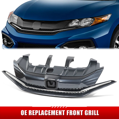 PARRILLA GRILLE - HD CVIC '12/'13-'15 (CP/SDN)/ GRILLE ASS'Y 14-15/ MAT-GRAY W/CHROME MOULDING/ (2D)(1.8)//PARTS.NO,HO1200221//OEM NO,71120TS8A51