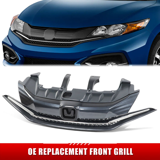 PARRILLA GRILLE - HD CVIC '12/'13-'15 (CP/SDN)/ GRILLE ASS'Y 14-15/ MAT-GRAY W/CHROME MOULDING/ (2D)(1.8)//PARTS.NO,HO1200221//OEM NO,71120TS8A51