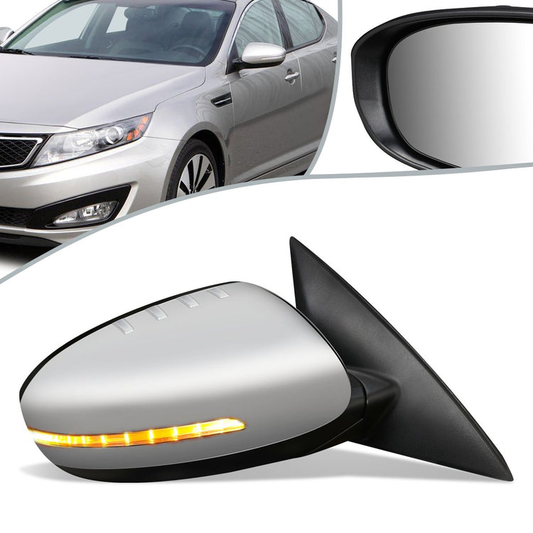 RETROVISOR MIRROR - OEM - 11-15 KIA OPTIMA - POWERED - HEATED - W/ SIGNAL LIGHT - POWER FOLDING - CHROME COVER - RIGHT