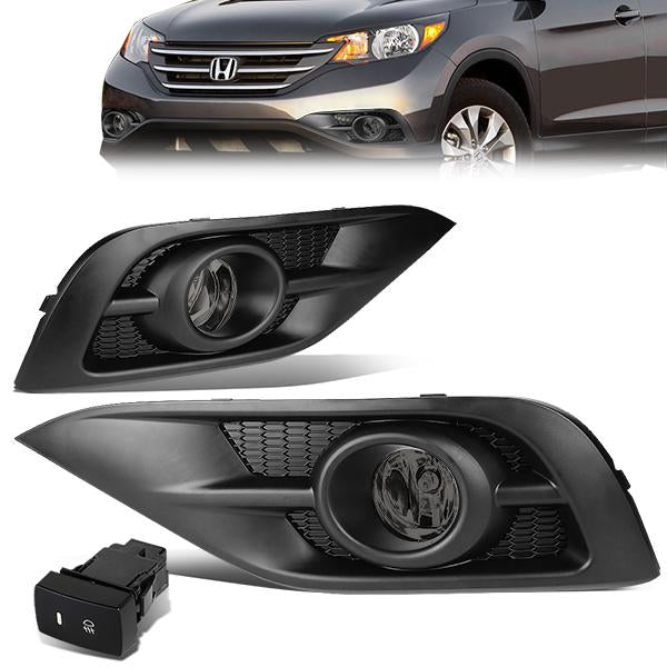 FAROS DE NIEBLA 12-14 HONDA CRV - BLACK TRIM W/ SWITCH - H11 BULB - SMOKE