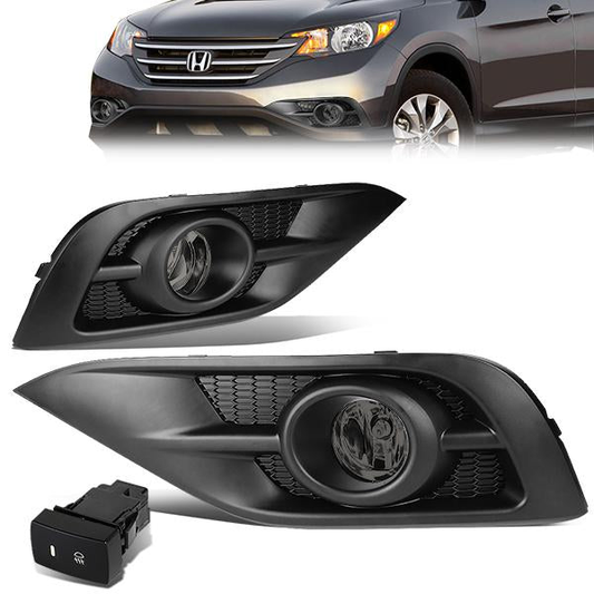 FAROS DE NIEBLA 12-14 HONDA CRV - BLACK TRIM W/ SWITCH - H11 BULB - SMOKE