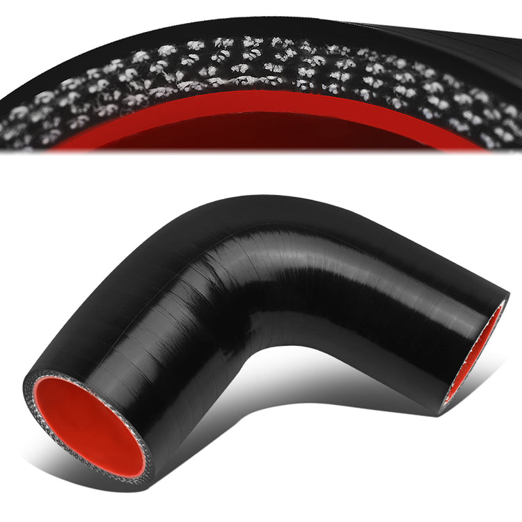 COPLE DE SILICON 3-PLY - 1.50" TO 1.75" REDUCER W/ 90 DEGREE - BLACK / RED - RM6-5