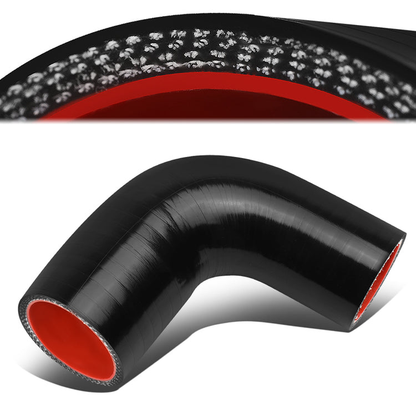 COPLE DE SILICON 3-PLY - 1.50" TO 1.75" REDUCER W/ 90 DEGREE - BLACK / RED - RM6-5