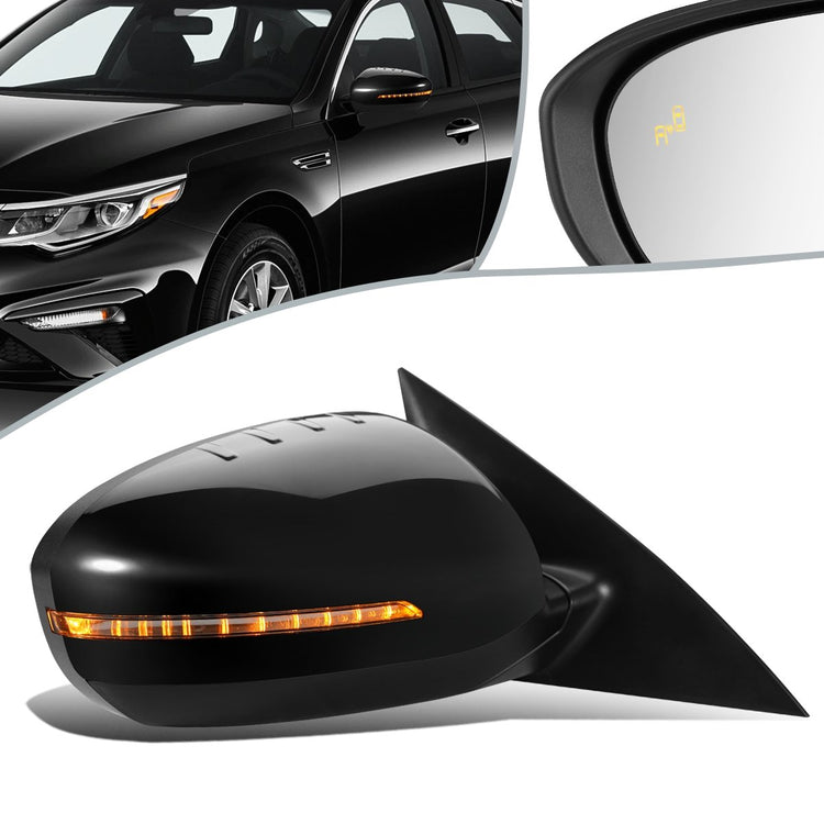 RETROVISOR MIRROR - OEM - 11-15 KIA OPTIMA - POWERED - HEATED - W/ SIGNAL LIGHT - W/ BSD - POWER FOLDING - BLACK MATERIAL - RIGHT