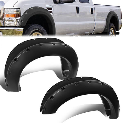 CANTONERAS 11-16 FORD F-250, F-350 SUPER DUTY - FITS 6.8", 8.2" STYLESIDE BED MODELS - WILL NOT FIT DUALLY MODELS - POCKET-RIVETED STYLE - TEXTURED - MATTE BLACK