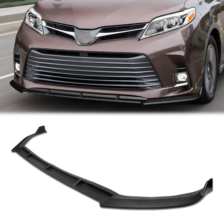 LIP FRONTAL 18-20 TOYOTA SIENNA - REQUIRES DRILLING BUMPER FOR INSTALLATION - 3PC - MATTE BLACK