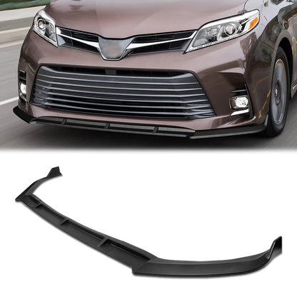 LIP FRONTAL 18-20 TOYOTA SIENNA - REQUIRES DRILLING BUMPER FOR INSTALLATION - 3PC - MATTE BLACK