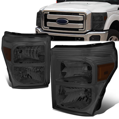 FAROS 11-16 FORD F-250, F-350, F-450, F-550 - SUPER DUTY 2/4-DOOR - H13 LOW BEAM / HIGH BEAM - SMOKE HOUSING / AMBER CORNER