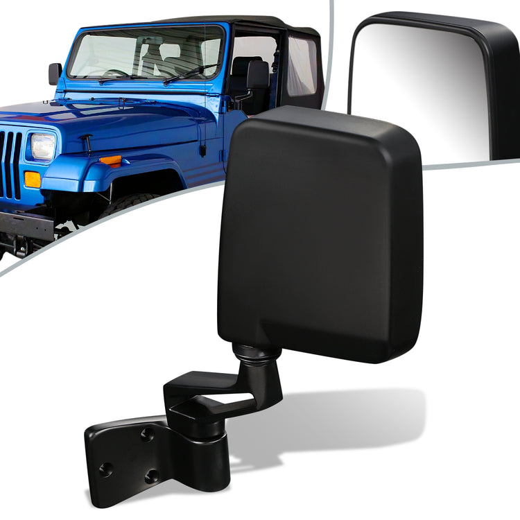 RETROVISOR MIRROR - 87 JEEP WAGONEER / 87-93 JEEP WRANGLER - MANUAL - OEM - LEFT - BLACK