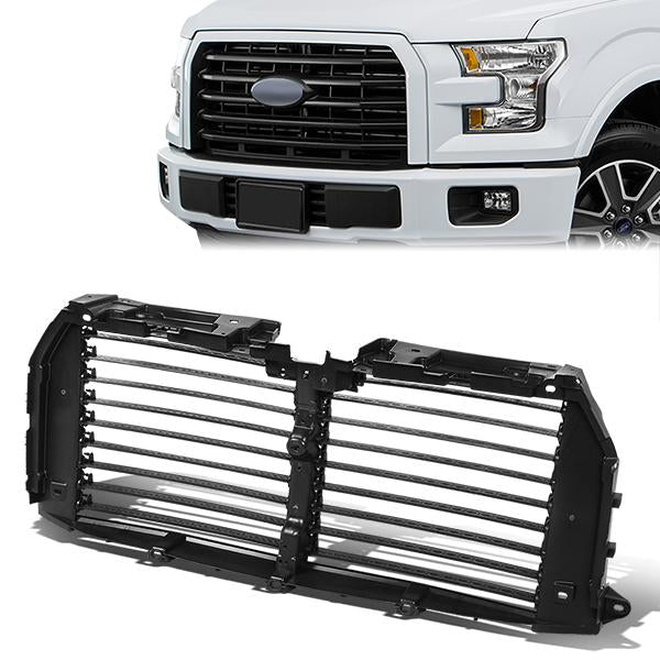 nan GRILLE - FRONT UPPER RADIATOR SHUTTER - 15-17 FORD F-150 WITH 2.7L TURBO, 3.5L NA, 3.5L TURBO, 5.0L V8 - BLACK