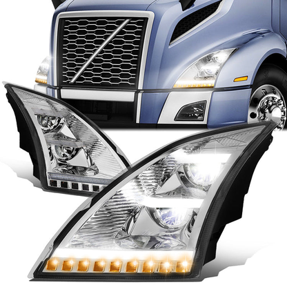 FAROS 18-21 VOLVO VNL, VNL 300, VNL 400, VNL 740, VNL 760, VNL 860 / 18-21 VOLVO VNR, VNR 300, VNR 400, VNR 640 - REFLECTOR HIGH / LOW SEQUENTIAL CHASE LED - CHROME