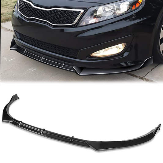LIP FRONTAL 11-13 KIA OPTIMA - FITS SX, HYBRID USA MODEL ONLY - DOES NOT FIT EX, LX MODEL -  REQUIRES DRILLING BUMPER FOR INSTALLATION - 3PC - PAINTED GLOSS BLACK