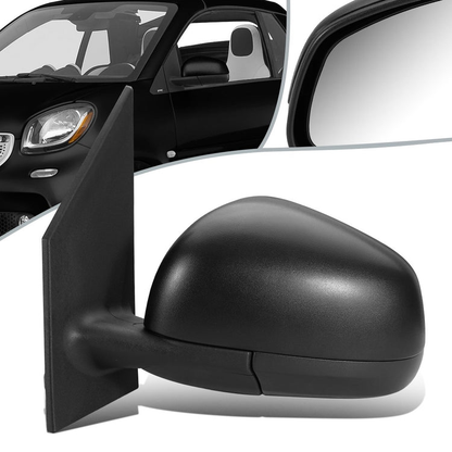 RETROVISOR MIRROR - OEM - 16-17 SMART FORTWO - MANUAL - W/ CABLE - W/ TEMP SENSOR - FOLDING - TEXTURED - BLACK - LEFT