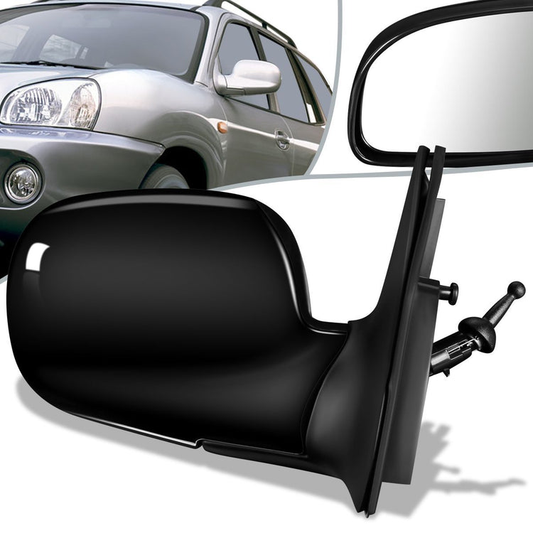RETROVISOR MIRROR - OEM - 01-06 HYUNDAI SANTA FE - MANUAL - PAINTABLE - BLACK - RIGHT