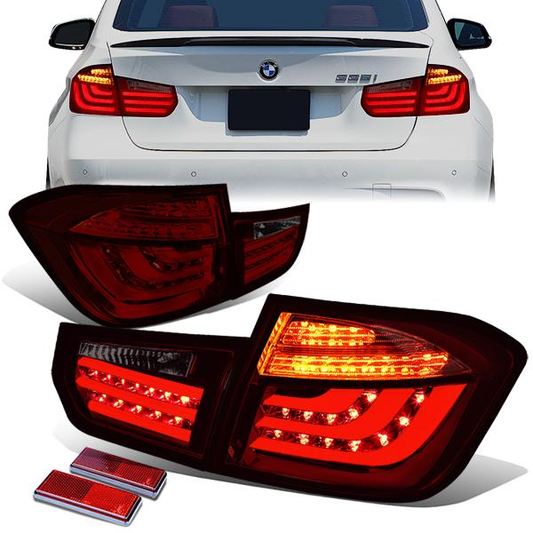 FAROS TRASEROS 13-15 BMW 3-SERIES F30 - 4DR - 3D STRIP - LED - RED / SMOKE