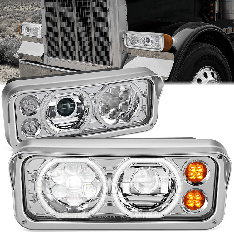FAROS VOLVO VNL 18-23 / VOLVO VNR 18-23 / VOLVO VNL 300 18-20 / VOLVO VNL 400 18-20 / VOLVO VNL 740 18-20 / VOLVO VNL 760 18-20 / VOLVO VNL 860 18-20 / VOLVO VNR 300 18-20 / VOLVO VNR 400 18-20 / VOLVO VNR 640 18-20 - WHITE HALO RING - CHROME