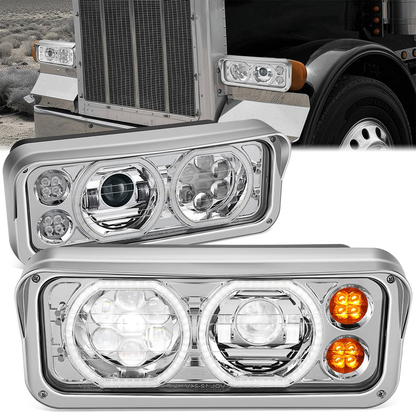FAROS VOLVO VNL 18-23 / VOLVO VNR 18-23 / VOLVO VNL 300 18-20 / VOLVO VNL 400 18-20 / VOLVO VNL 740 18-20 / VOLVO VNL 760 18-20 / VOLVO VNL 860 18-20 / VOLVO VNR 300 18-20 / VOLVO VNR 400 18-20 / VOLVO VNR 640 18-20 - WHITE HALO RING - CHROME