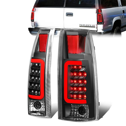 FAROS TRASEROS 88-99 CHEVY C1500 , K1500 / 88-00 CHEVY C2500 , K2500 , K3500 / 88-01 CHEVY C3500 / 92-99 CHEVY SUBURBAN C1500 , 2500 , K1500 , K2500 / 92-94 CHEVY BLAZER / 95-99 CHEVY TAHOE , 99-00 CADILLAC ESCALADE / 200 CHEVY TAHOE - RED C-BAR - 3D LED