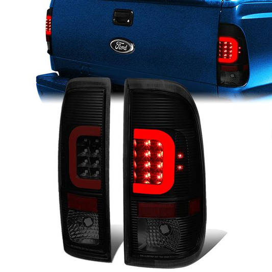 FAROS TRASEROS 08-16 FORD F-250, F-350, F-450, F-550 - SUPER DUTY / 09-16 FORD F-350, F-450 / 15-16 FORD F-550 - C-BAR - 3D - LED - BLACK / SMOKE