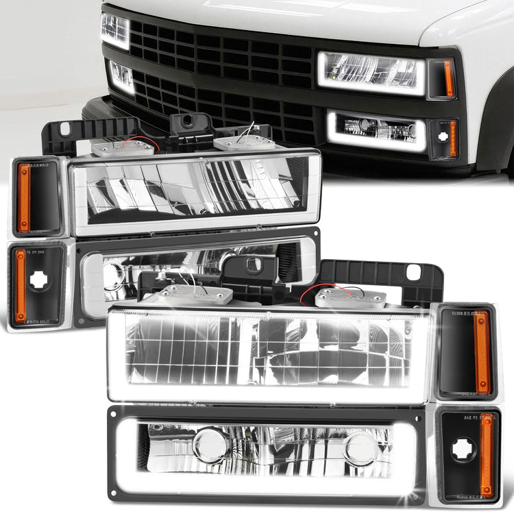 FAROS CLEAR LENS,AMBER REFLECTOR,BLACK HOUSING - 8PCS - LED BAR - 92-93 CHEVROLET BLAZER / 88-93 CHEVROLET C1500 / 92-93 CHEVROLET C1500 SUBURBAN / 88-93 CHEVROLET C2500 / 92-93 CHEVROLET C2500 SUBURBAN / 88-93 CHEVROLET C3500 / 88-93 CHEVROLET K1500 /