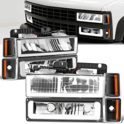 FAROS CLEAR LENS,AMBER REFLECTOR,BLACK HOUSING - 8PCS - LED BAR - 92-93 CHEVROLET BLAZER / 88-93 CHEVROLET C1500 / 92-93 CHEVROLET C1500 SUBURBAN / 88-93 CHEVROLET C2500 / 92-93 CHEVROLET C2500 SUBURBAN / 88-93 CHEVROLET C3500 / 88-93 CHEVROLET K1500 /