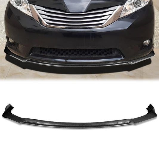 LIP FRONTAL 11-15 TOYOTA SIENNA - DOES NOT FIT SE SPORT MODELS - REQUIRES DRILLING BUMPER FOR INSTALLATION - 3PC - CARBON FIBER LOOK
