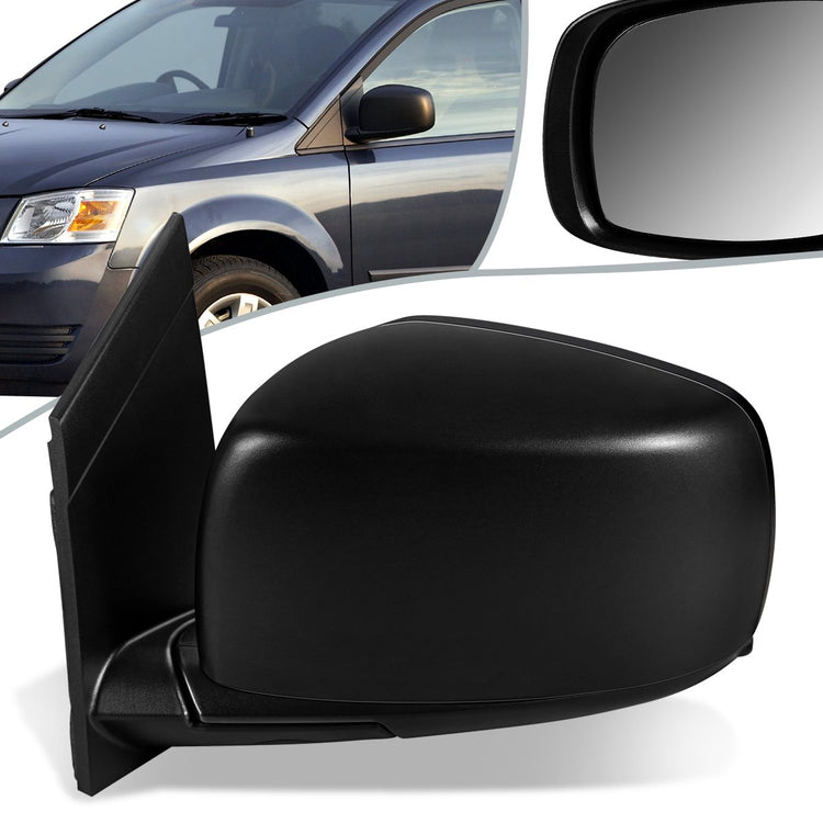 RETROVISOR MIRROR - OEM - 11-19 DODGE CARAVAN, VOYAGER, TOWN & COUNTRY - POWERED - HEATED - FOLDING - W/ BLACK TEXTURED - LEFT