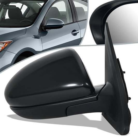 RETROVISOR MIRROR - OEM - 10-13 MAZDA 3 - POWERED - PAINTABLE - BLACK - RIGHT