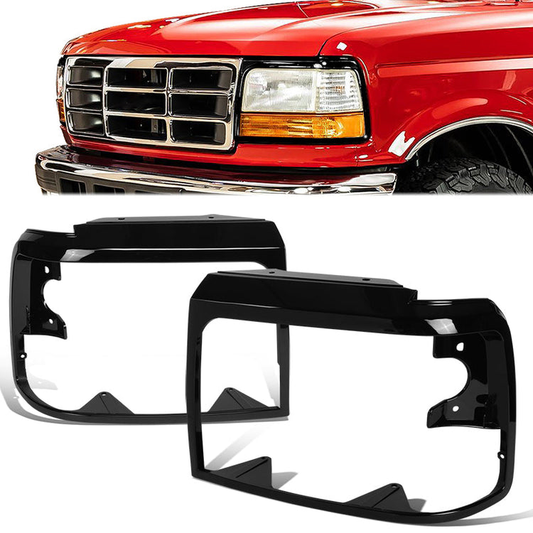 nan HEADLIGHT BEZELS - 92-96 FORD BRONCO/92-97 FORD F SUPER DUTY/92-96 FORD F-150/92-97 FORD F-250/92-97 FORD F-350/92-96 FORD F53/ 92-96 FORD F59 - ABS PLASTIC - GLOSSY BLACK