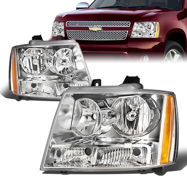 FAROS 07-14 CHEVY TAHOE / 07-13 CHEVY AVALANCHE / 07-14 CHEVY SUBURBAN 1500 / 07-13 CHEVY SUBURBAN 2500 - CHROME HOUSING / AMBER CORNER - H11 LOW BEAM / 9005 HIGH BEAM