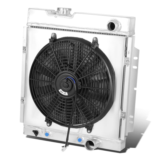 RADIADOR DE ALUMINIO RADIATOR + FAN SHROUD - 3 ROWS - 63-64 FORD FALCON / 1963 FORD FALCON SEDAN DELIVERY / 65-66 FORD MUSTANG / 63-65 MERCURY COMET - BLACK FAN
