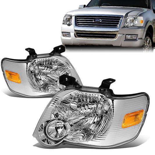 FAROS 06-10 FORD EXPLORER / 07-10 EXPLORER SPORT TRAC 4-DOOR - H13 LOW BEAM / HIGH BEAM - CHROME HOUSING / AMBER CORNER