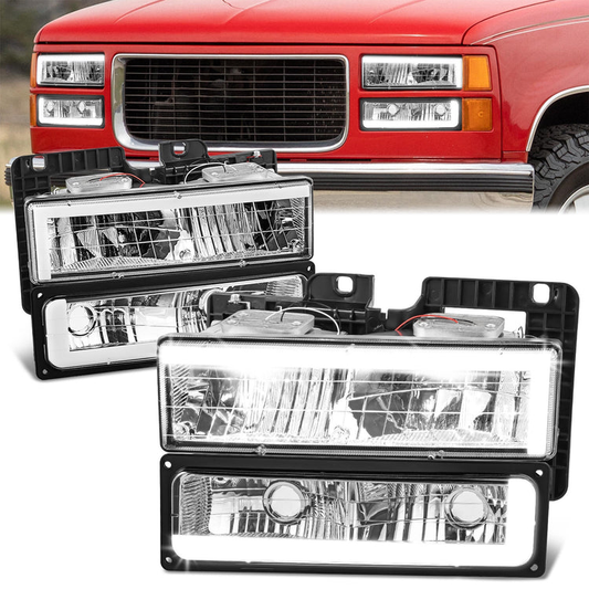 FAROS CLEAR LENS,CLEAR REFLECTOR,CHROME HOUSING - 4PCS - LED BAR - 92-94 CHEVROLET BLAZER / 88-99 CHEVROLET C1500 / 92-99 CHEVROLET C1500 SUBURBAN / 88-00 CHEVROLET C2500 / 92-99 CHEVROLET C2500 SUBURBAN / 88-00 CHEVROLET C3500 / 88-99 CHEVROLET K1500 /