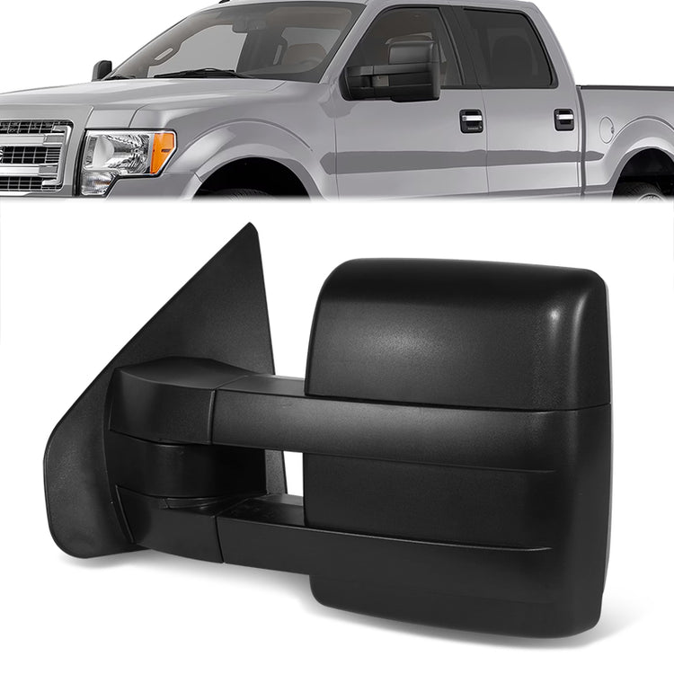 RETROVISOR MIRROR - OE STYLE - FORD F-150 07-12 - WITH POWER DUAL MIRROR WITH HEATED GLASS CHROME COVER - DRIVER SIDE - SMOOTH - BLACK / CHROME
