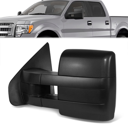 RETROVISOR MIRROR - OE STYLE - FORD F-150 07-12 - WITH POWER DUAL MIRROR WITH HEATED GLASS CHROME COVER - DRIVER SIDE - SMOOTH - BLACK / CHROME