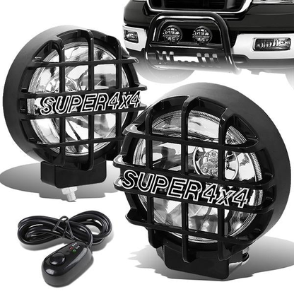 FAROS DE NIEBLA UNIVERSAL - ROUND - 6 INCH SUPER 4X4 - W/ SWITCH - H3 BULB - CHROME / BLACK
