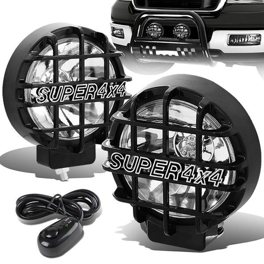 FAROS DE NIEBLA UNIVERSAL - ROUND - 6 INCH SUPER 4X4 - W/ SWITCH - H3 BULB - CHROME / BLACK