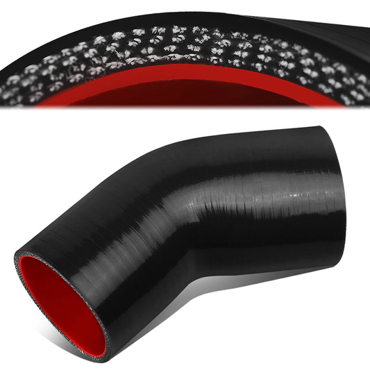 COPLE DE SILICON 3-PLY - 2.75" TO 3.00" REDUCER W/ 45 DEGREE - BLACK / RED - RM6-2