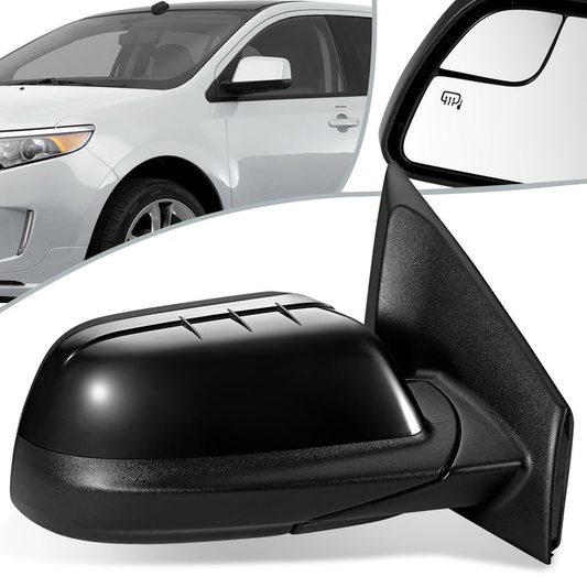 RETROVISOR MIRROR - OEM - 11-14 FORD EDGE - POWERED - HEATED - W/ PUDDLE LIGHT - W/ BLIND SPOT GLASS - BLACK MATERIAL - RIGHT