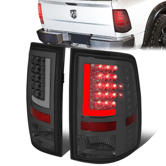 FAROS TRASEROS 09-17 DODGE RAM 1500 / 10-17 DODGE RAM 2500 , 3500 - L-BAR - 3D - LED - CHROME / SMOKE