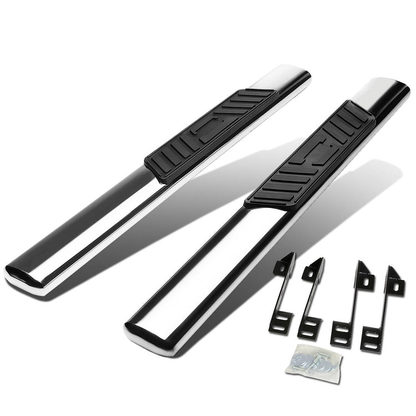 ESTRIBOS 5" - OVAL - STRAIGHT - 99-16 CHEVY SILVERADO 1500, 2500, 3500, GMC SIERRA 1500, 2500, 3500 - REGULAR CAB - SILVER