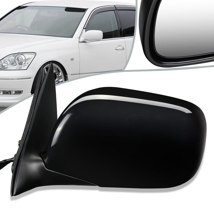 RETROVISOR MIRROR - OEM - 01-06 LEXUS LS430 - POWERED - W/ PUDDLE LIGHT - FOLDING - BLACK MATERIAL - LEFT