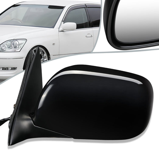 RETROVISOR MIRROR - OEM - 01-06 LEXUS LS430 - POWERED - W/ PUDDLE LIGHT - FOLDING - BLACK MATERIAL - LEFT